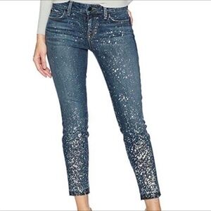 Anthropologie Level 99 Galaxy Holographic Splatter Skinny Jeans
